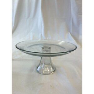 Clear Glass Pedestal Cake Stand 9 Inches Round With Simple Design